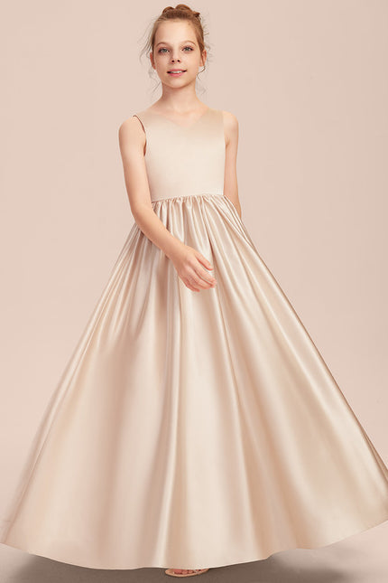 Robe Cérémonie Satin Longue Junior - gallery 2