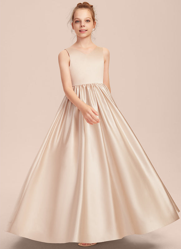 Robe Cérémonie Satin Longue Junior - gallery 2