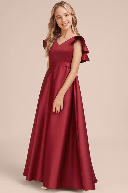 Robe Cérémonie Longue Bordeaux Satinée