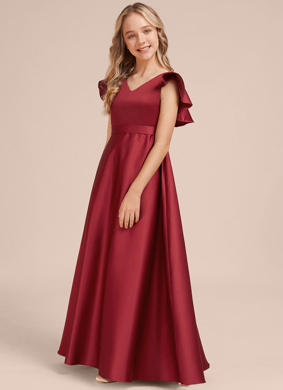 Robe Cérémonie Longue Bordeaux Satinée
