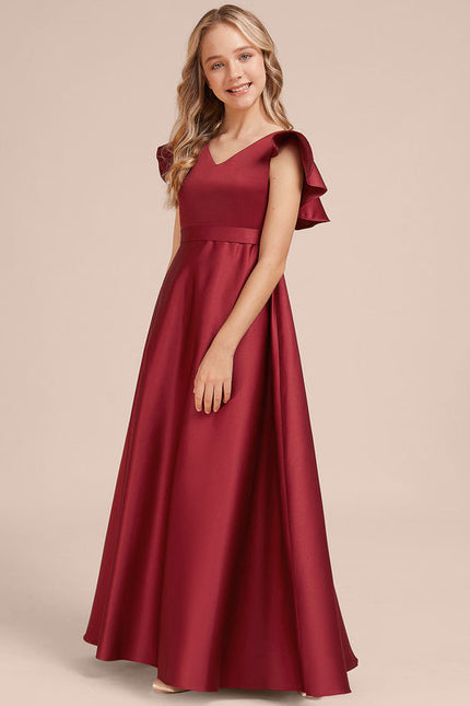 Robe Cérémonie Longue Bordeaux Satinée