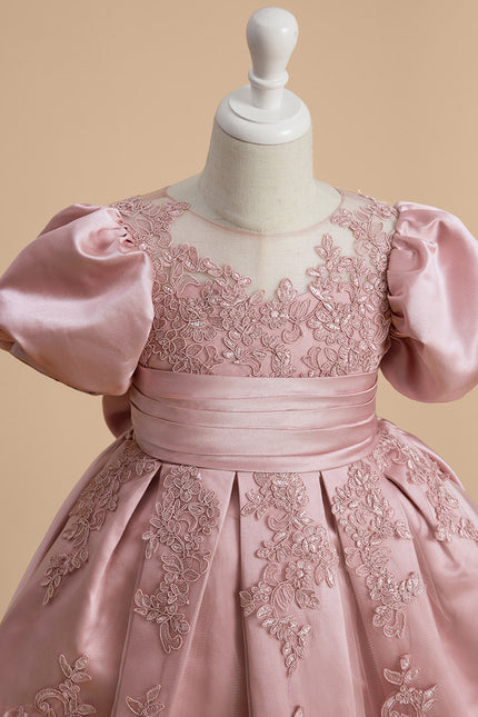 Robe Cérémonie Satin Rose Brodée - gallery 8