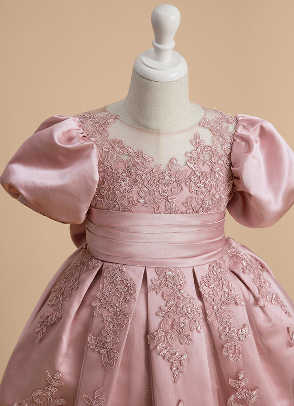 Robe Cérémonie Satin Rose Brodée - gallery 8