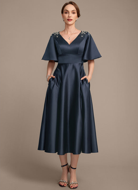 Robe Cérémonie Satin Marine Élégant - gallery 2