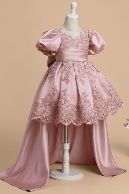 Robe Cérémonie Satin Rose Brodée - gallery 6