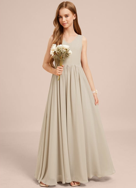 Robe Cérémonie Demoiselle Dhonneur Beige - gallery 5