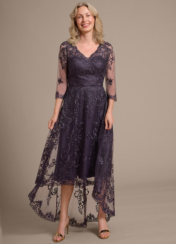 Robe Cérémonie Dentelle Violette - gallery 1