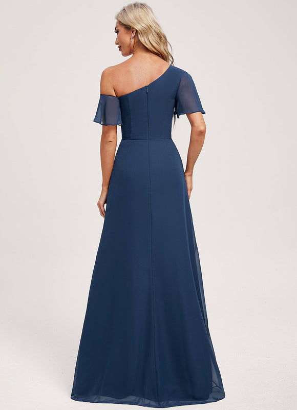 Robe Cérémonie Asymétrique Marine - gallery 4