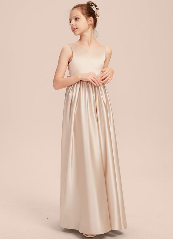 Robe Cérémonie Satin Longue Junior - gallery 1