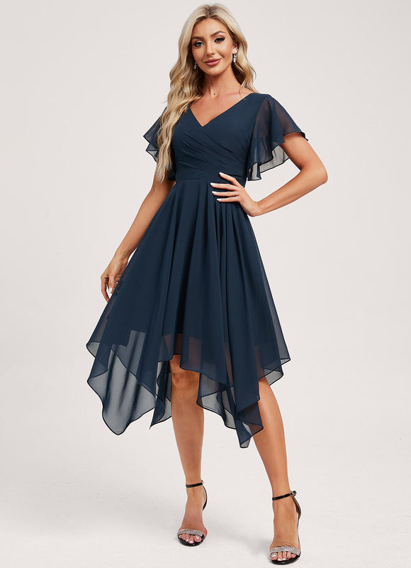 Robe Cérémonie Fluide Marine Élégante
