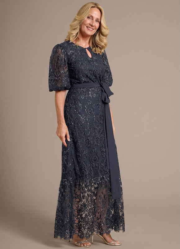 Robe Cérémonie Dentelle Gris Perle - gallery 2