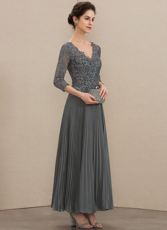 Robe Cérémonie Gris Élégant Plissé - gallery 2