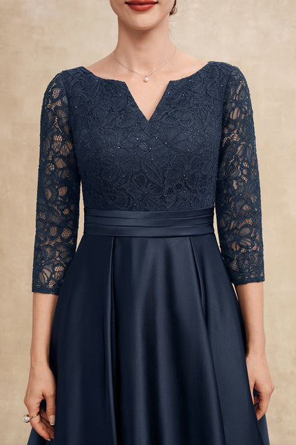 Robe Cérémonie Bleu Marine Satinée - gallery 5