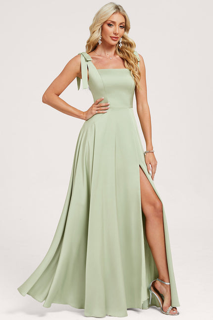 Robe Cérémonie Satin Vert Poudré - gallery 1