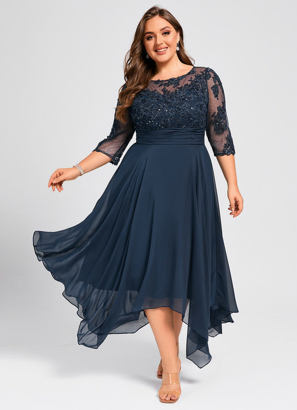 Robe Cérémonie En Dentelle Marine - gallery 9