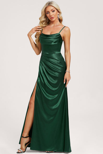 Robe Cérémonie Sirène Satinée Émeraude - gallery 3