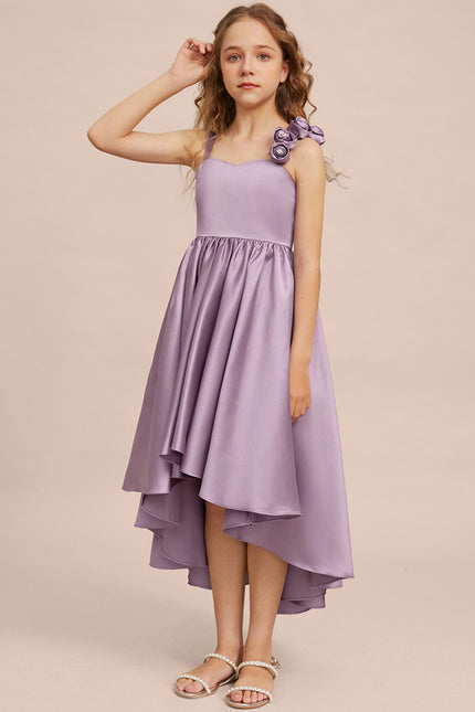 Robe Cérémonie Satin Lilas Asymétrique - gallery 6