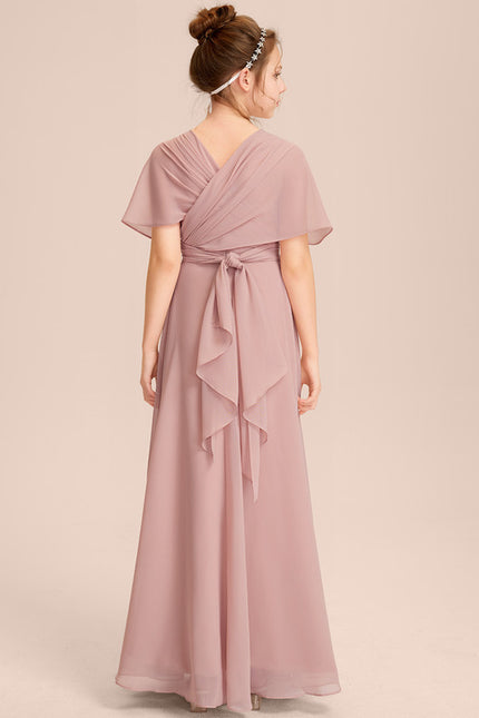Robe Cérémonie Mousseline Rose Poudré - gallery 8