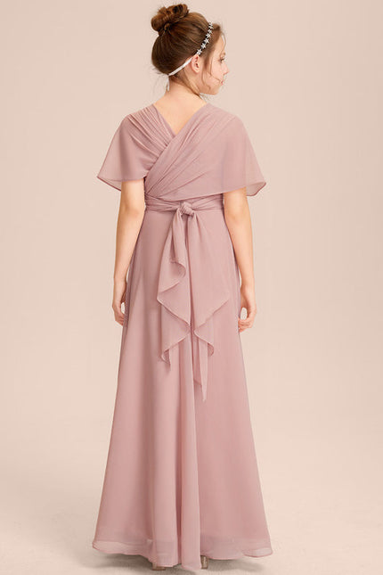 Robe Cérémonie Mousseline Rose Poudré - gallery 8