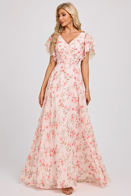 Robe Cérémonie Longue Volants Rose - gallery 1