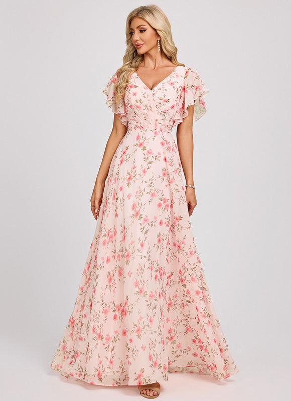 Robe Cérémonie Longue Volants Rose - gallery 1