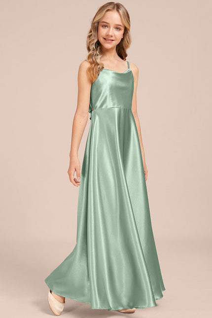 Robe Cérémonie Satinée Verte - gallery 5