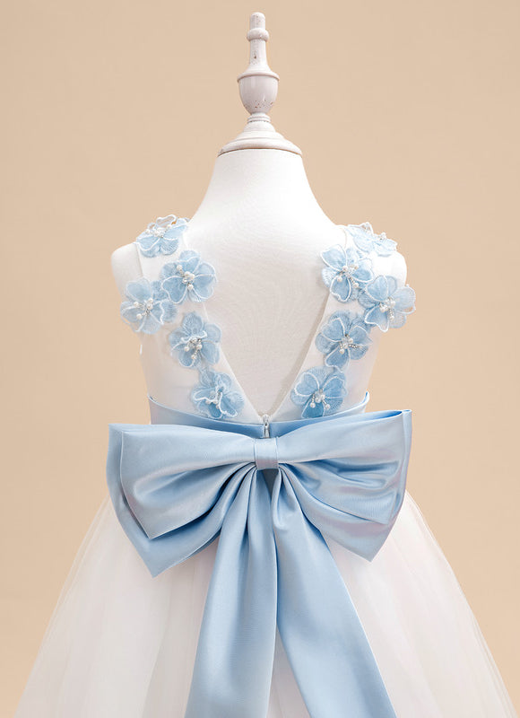 Robe Cérémonie Fille Tulle Bleu - gallery 8