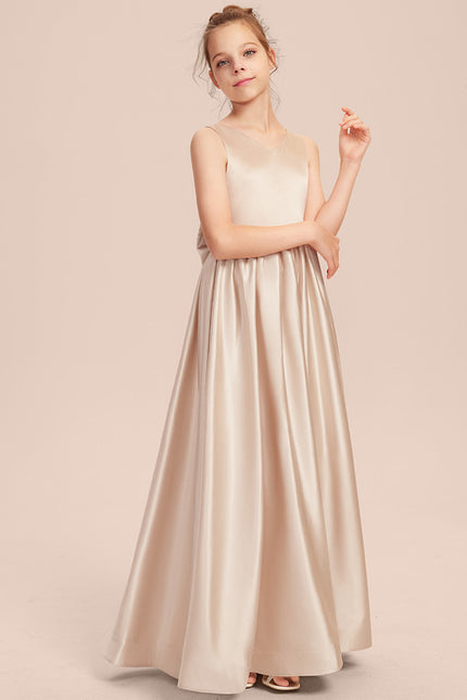 Robe Cérémonie Satin Longue Junior - gallery 6