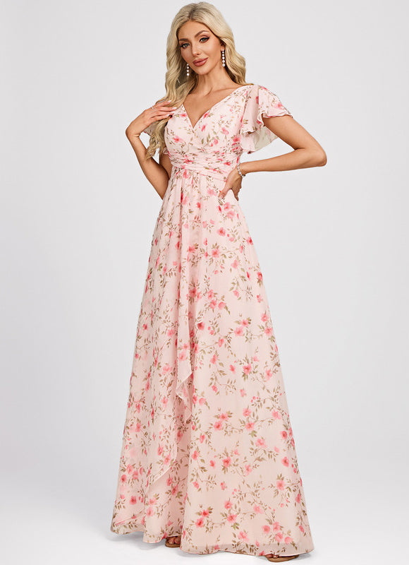 Robe Cérémonie Longue Volants Rose - gallery 3