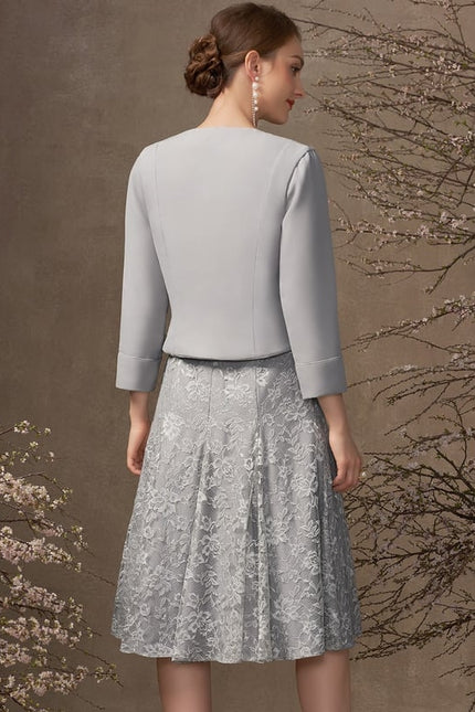 Robe Cérémonie Grise Dentelle - gallery 4