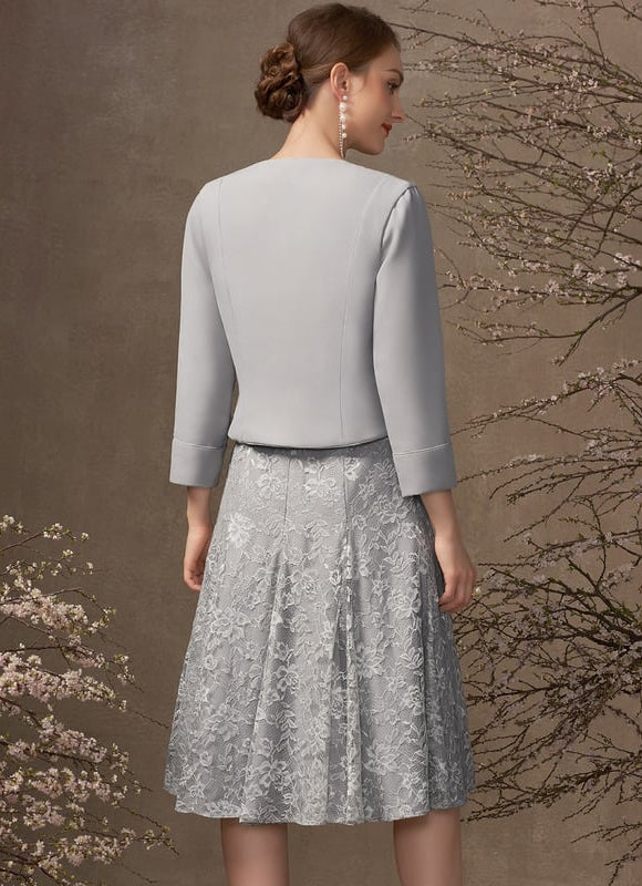 Robe Cérémonie Grise Dentelle - gallery 4