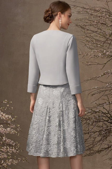 Robe Cérémonie Grise Dentelle - gallery 4