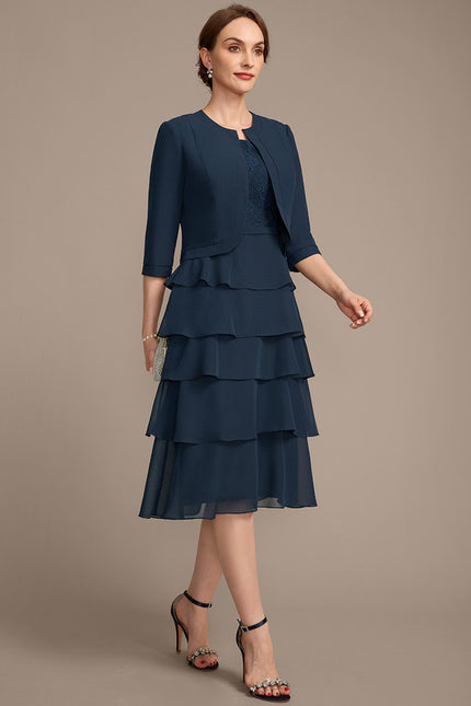 Robe Ceremonie Grande Taille Bleu Marine - gallery 4