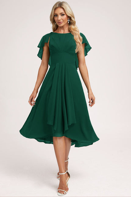 Robe Cérémonie Col Rond Volantée