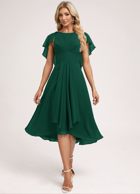 Robe Cérémonie Col Rond Volantée