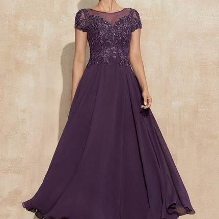 Robe Cérémonie Longue Violette Brodée