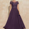 Robe Cérémonie Longue Violette Brodée