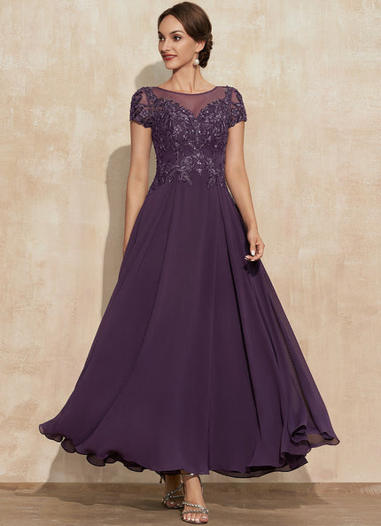 Robe Cérémonie Longue Violette Brodée