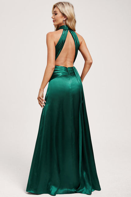 Robe Cérémonie Satin Halter Moderne - gallery 5