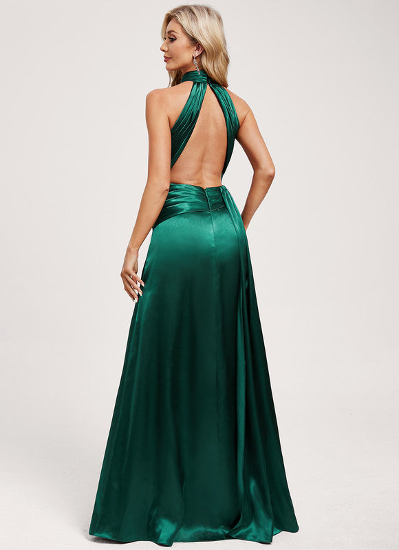 Robe Cérémonie Satin Halter Moderne - gallery 5