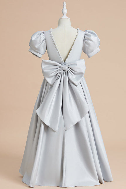Robe Cérémonie Satinée Grise