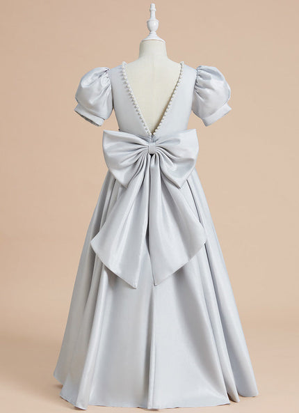Robe Cérémonie Satinée Grise