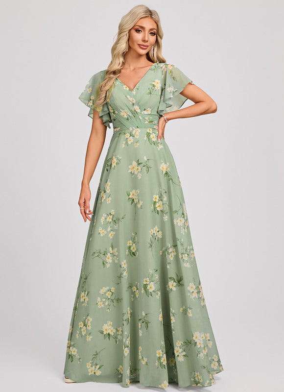 Robe Cérémonie Longue Volants Rose - gallery 1