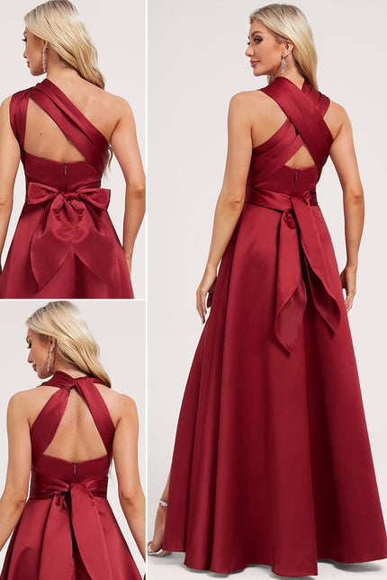 Robe Cérémonie Satin Rouge Évasée - gallery 1