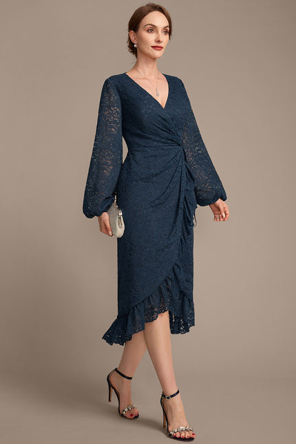 Robe Cérémonie Dentelle Marine Élégante - gallery 5