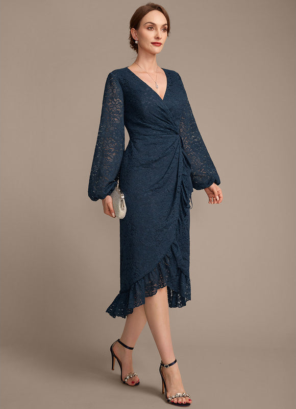 Robe Cérémonie Dentelle Marine Élégante - gallery 5