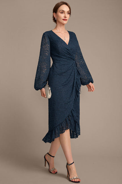 Robe Cérémonie Dentelle Marine Élégante - gallery 5