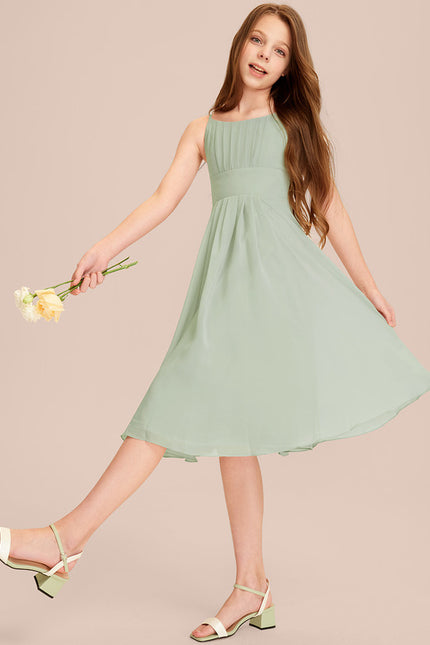 Robe Cérémonie Mousseline Marine Ajustée - gallery 2