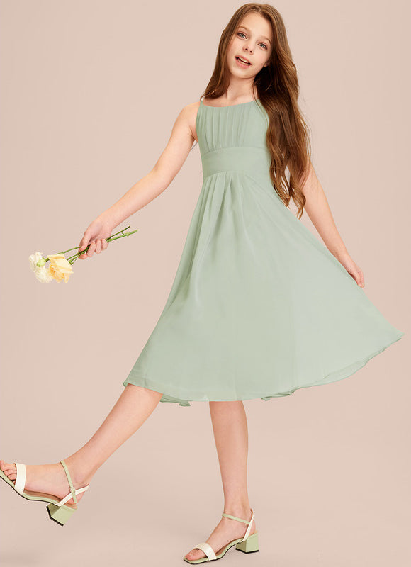 Robe Cérémonie Mousseline Marine Ajustée - gallery 2