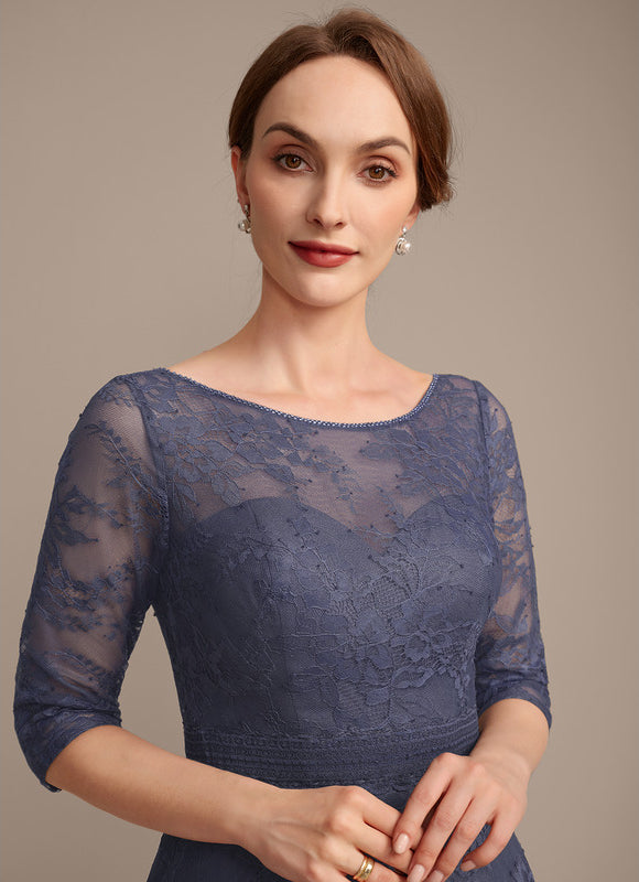 Robe Cérémonie Bleu Dentelle Élégante - gallery 1